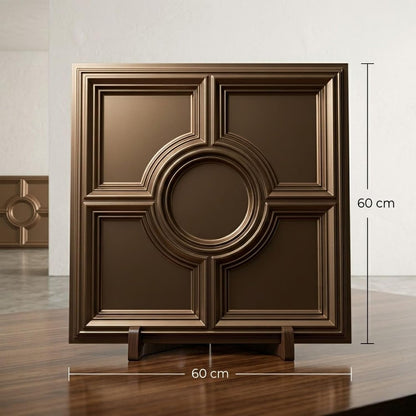 Metallic Coffee Regal Medallion Design 3D PVC Ceiling Panel Front View2