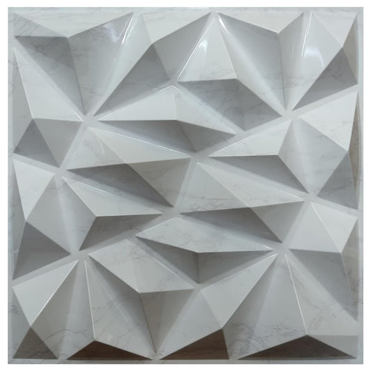 White Marble Color Diamond Design 3D PVC Wall Panels (12X12)