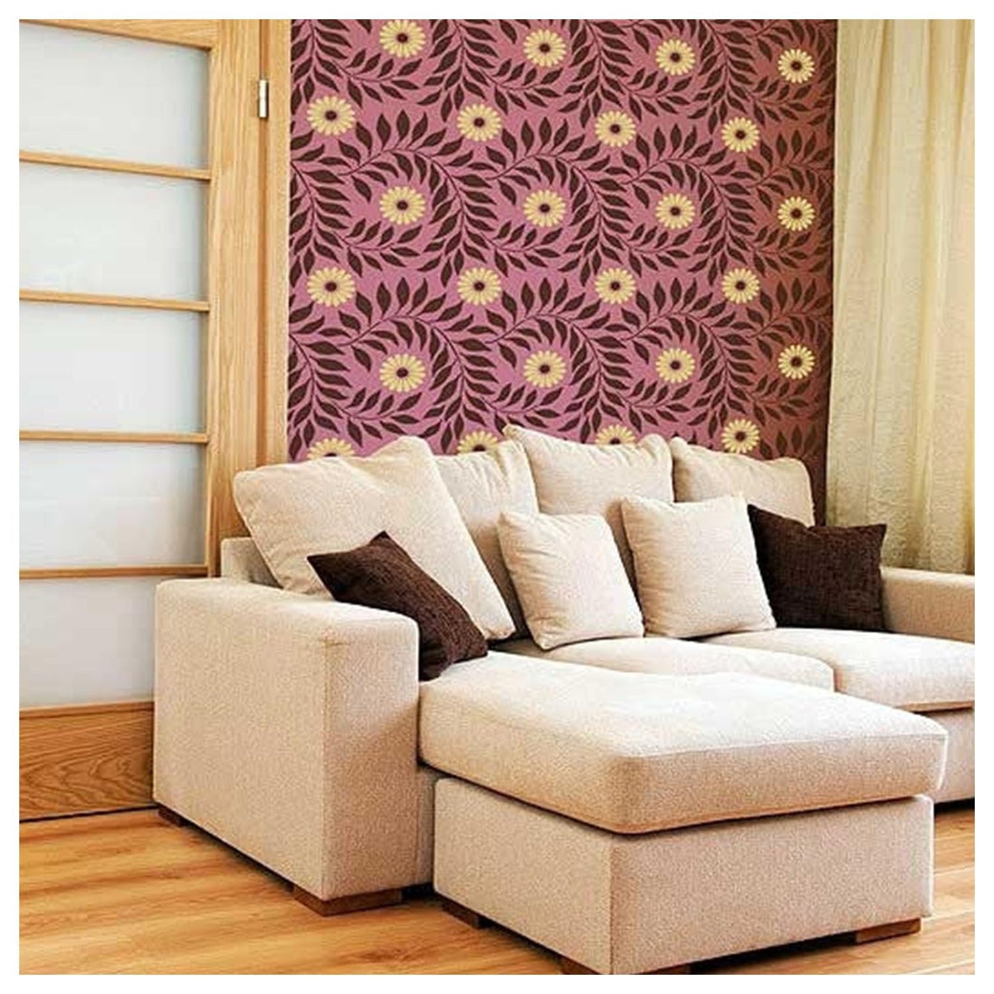 Latest Large Indian Sunflower Wall Design Stencil -Pack of 1, Sheet Size 36 x 48 inch/Design Size 34 x 43 inch.