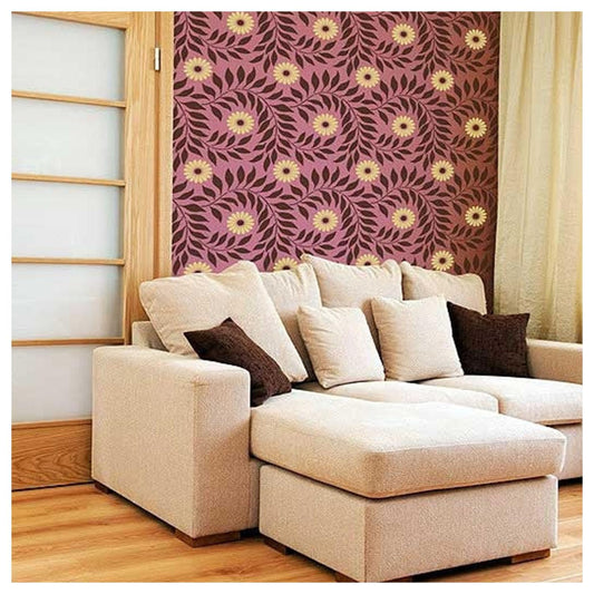 Latest Large Indian Sunflower Wall Design Stencil (KDRDSS1236)