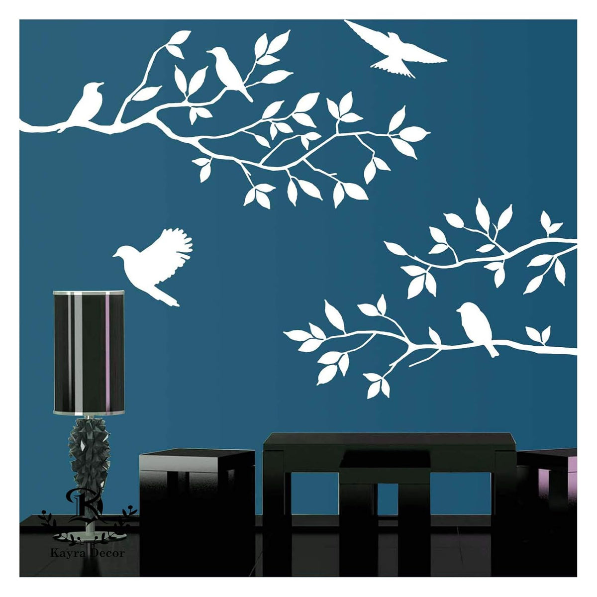 Flying Birds Wall Design Stencil (KHSNT396) – Kayra E Commerce Private ...