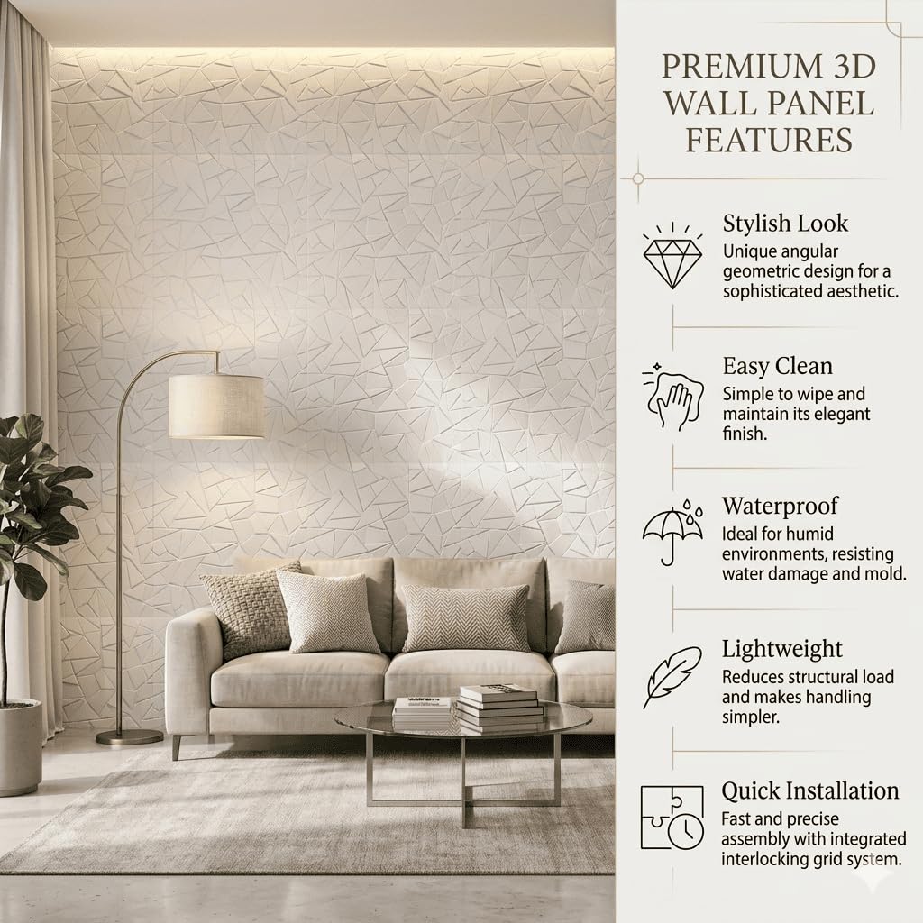 Self Adhesive Wall Panels Geometric 3D Design | 50cm X 50cm |    D103