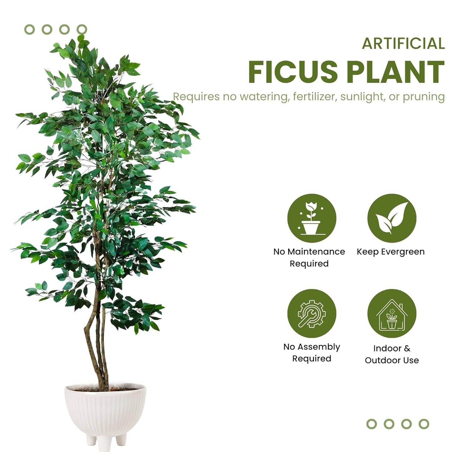 Artificial 7 Feet Ficus Tree with Pot for Home Decor