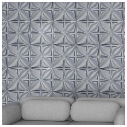 3D PVC Wall Panel, Flower Design Grey(18Pc)