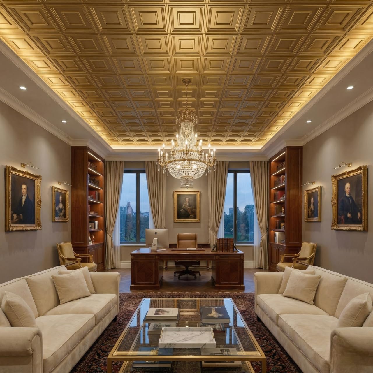 Modern PVC False Ceiling 60x60 cm - 4 Sq Ft Coverage- D080 Royal Finish