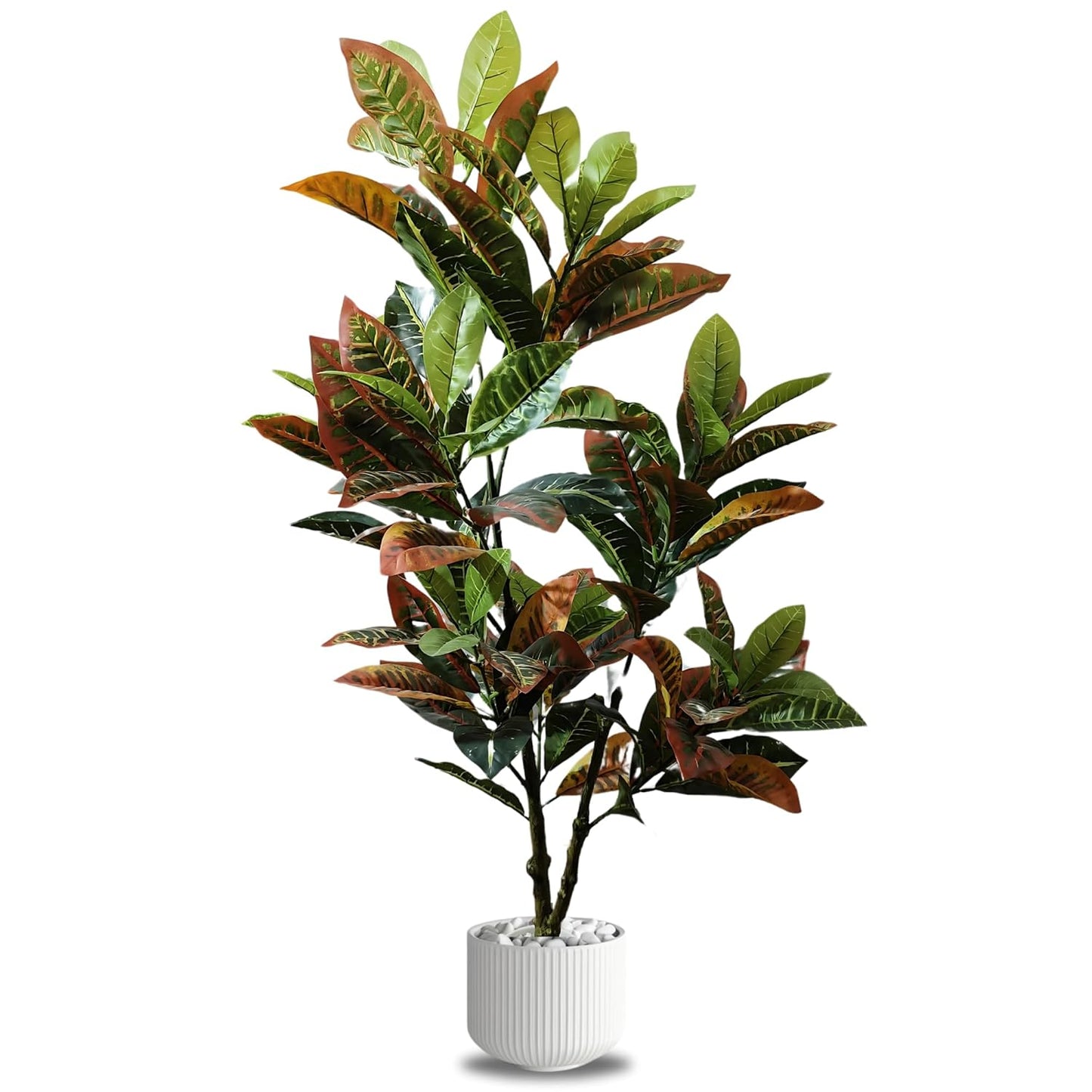 Artificial 4 Feet Croton Plant with Pot for Home Decor