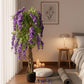 Artificial Wisteria Plant Lifelike Hanging Purple Flowers