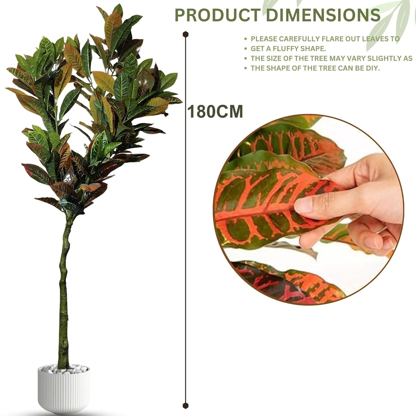 Artificial 6 Feet Croton Plant with Pot for Home Decor