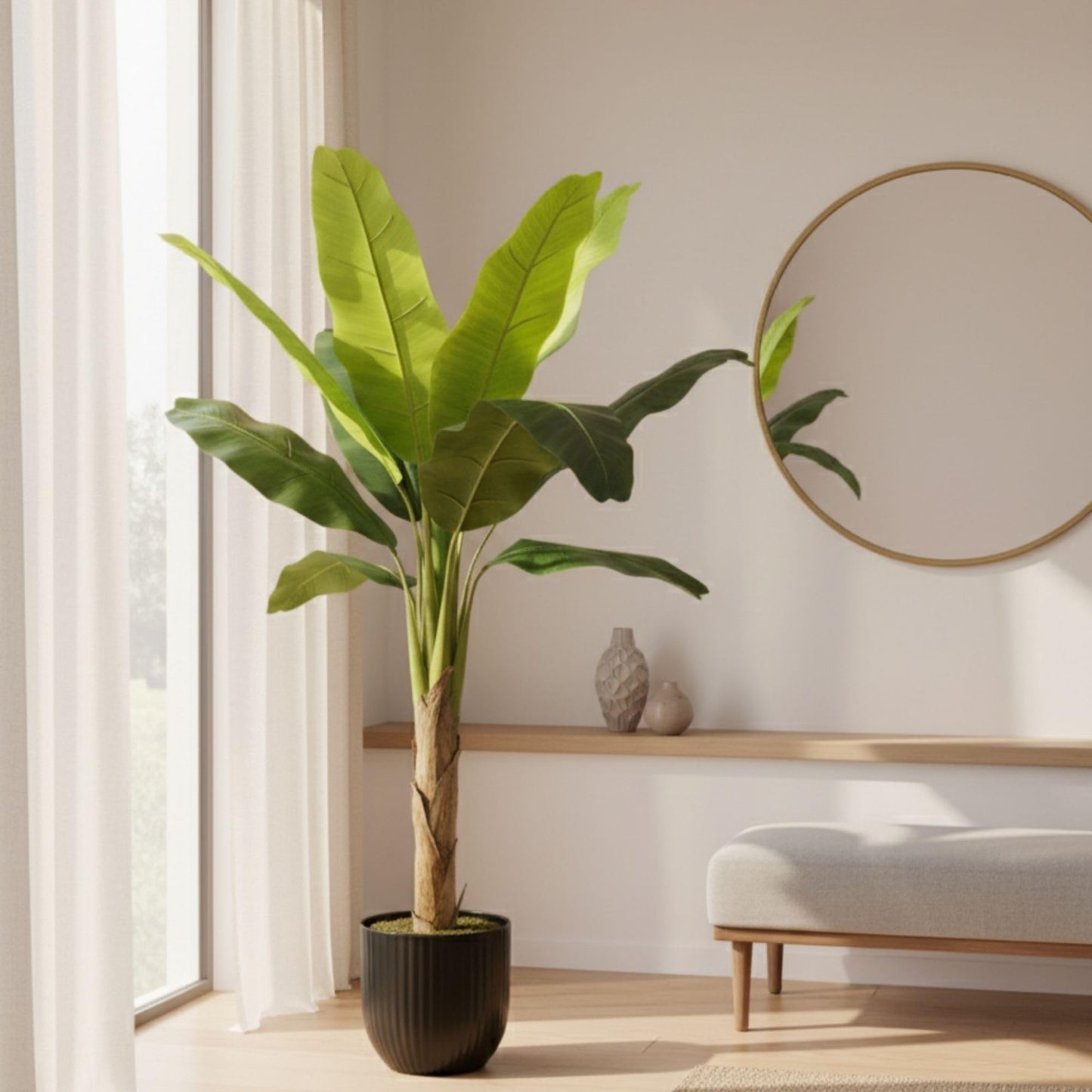 Artificial Banana Tree with Pot for Living Room, Balcony, and Office