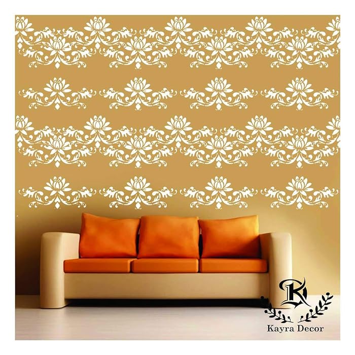 Swirl Floral Wall Design Stencil (KHSNT122)