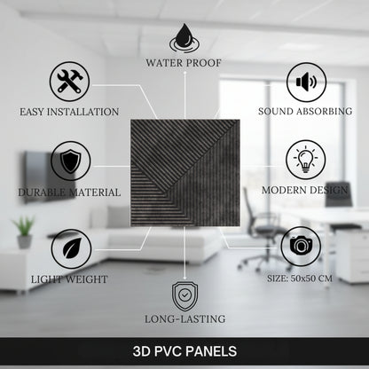 Nexa Gray 3D Wall Panels Stripe Design