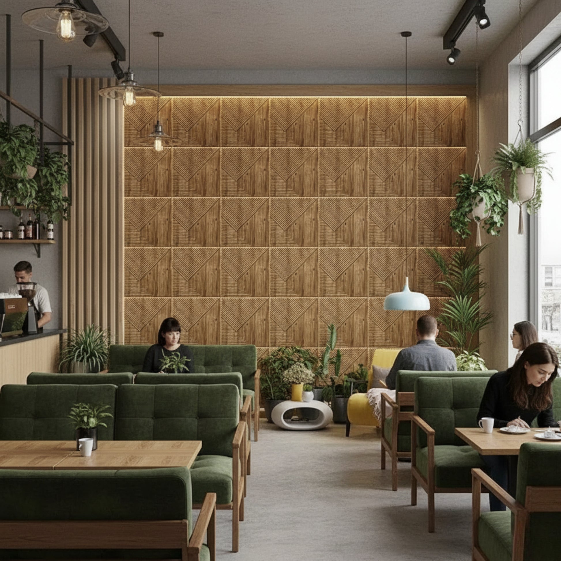 Beech Wood 3D Wall Panels Stripe Design