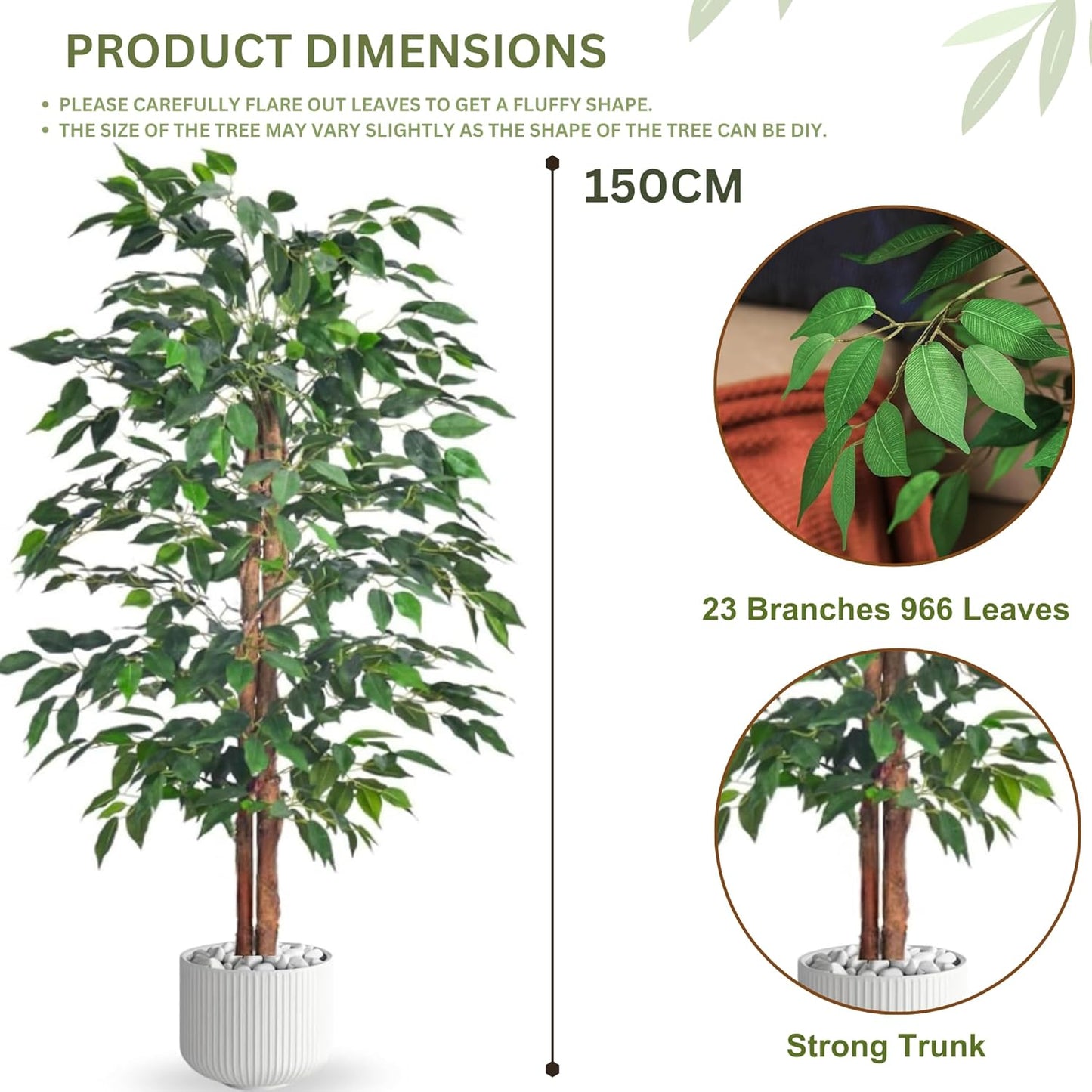 Artificial 5 Feet Ficus Tree with Pot for Home Decor