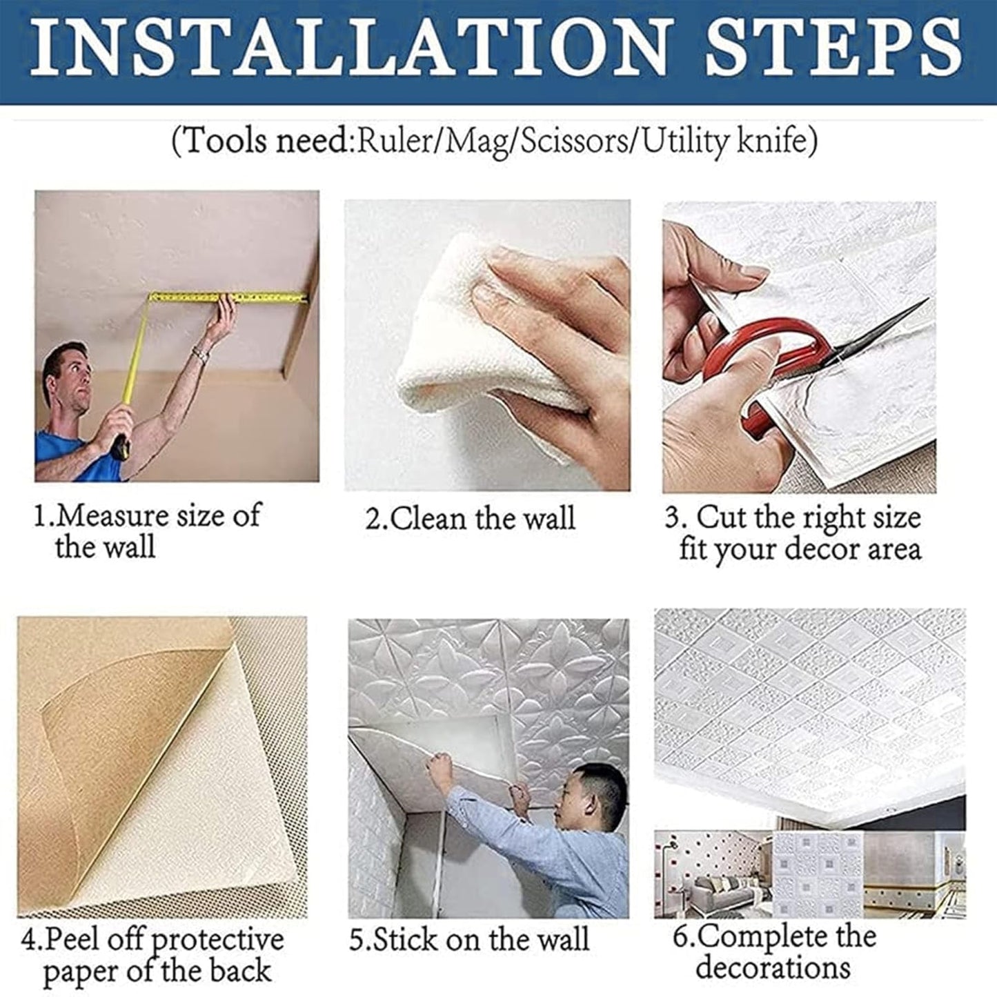 3D Self Adhesive Wall Panel -Damask Design -50x50 cm