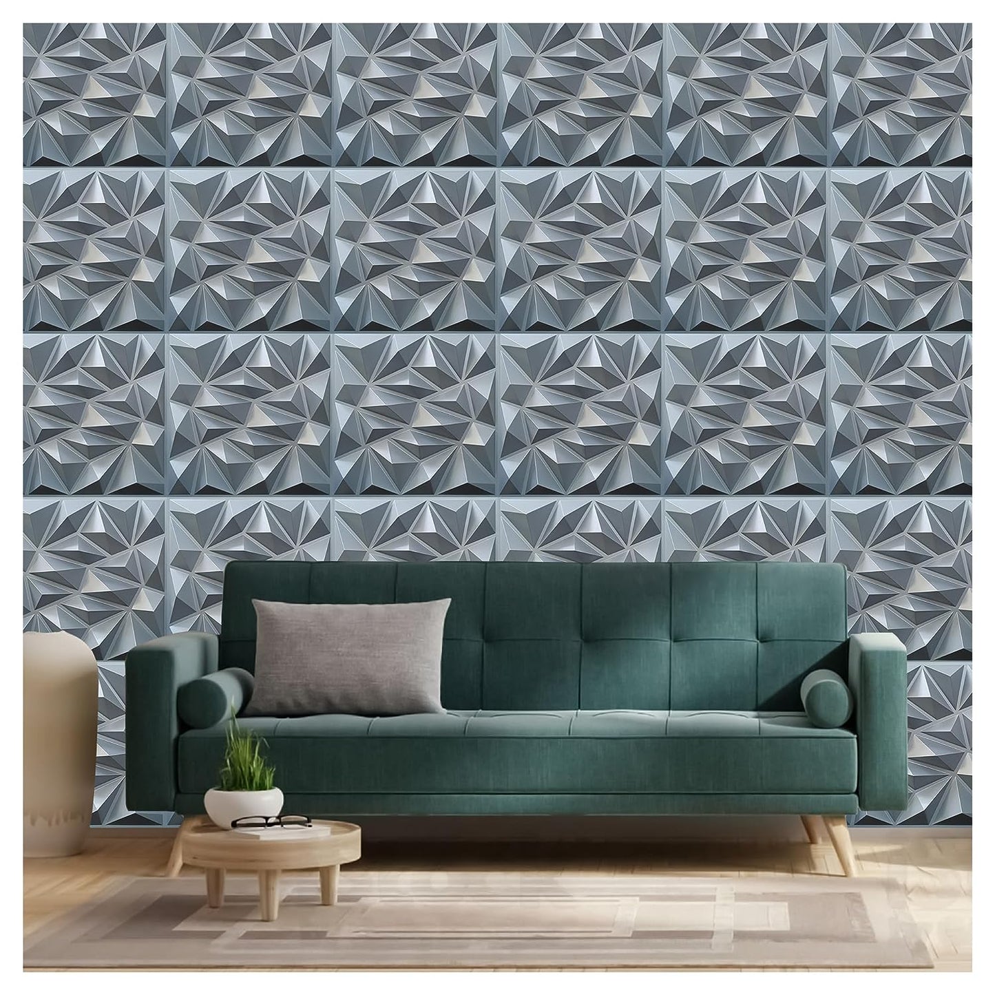 3D PVC Wall Panels - Grey Color Diamond Design