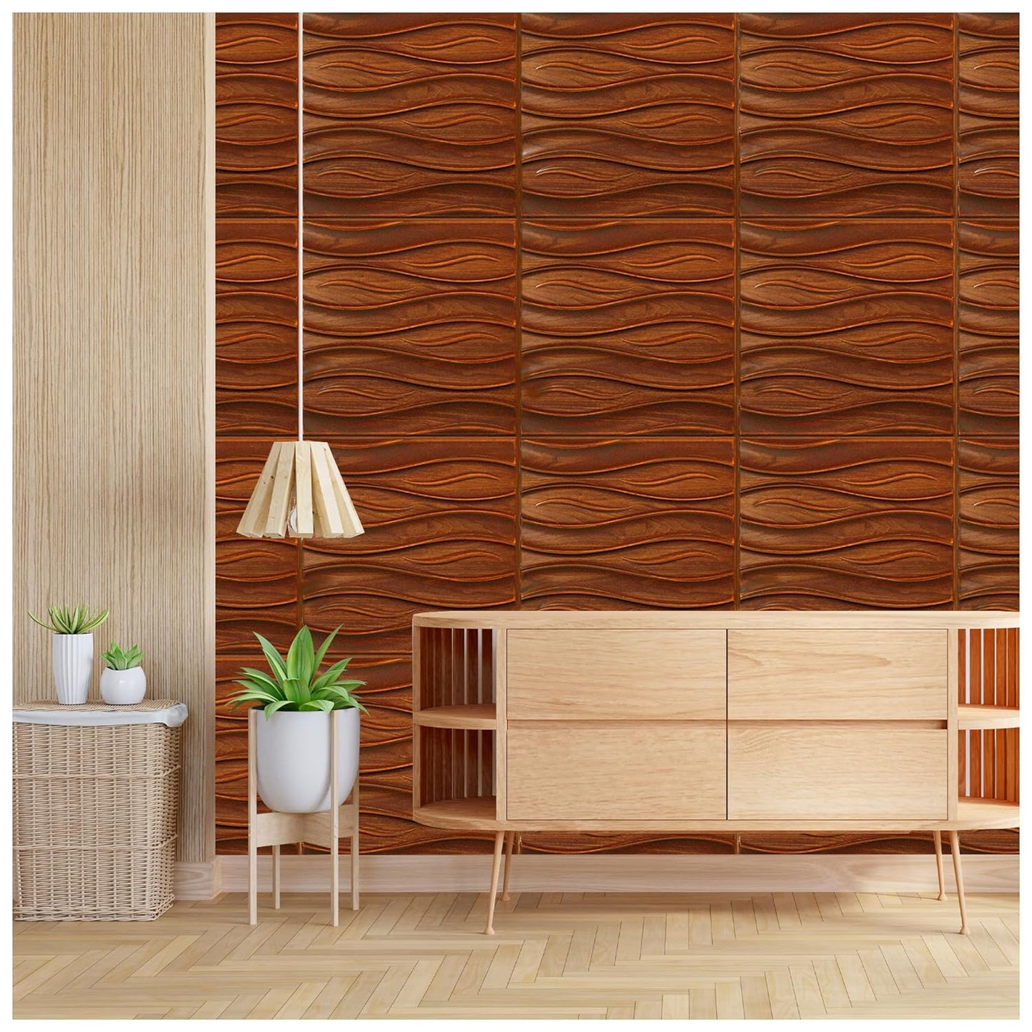 Brown Color Web Design 3D PVC Wall Panels (19.7” x 19.7).