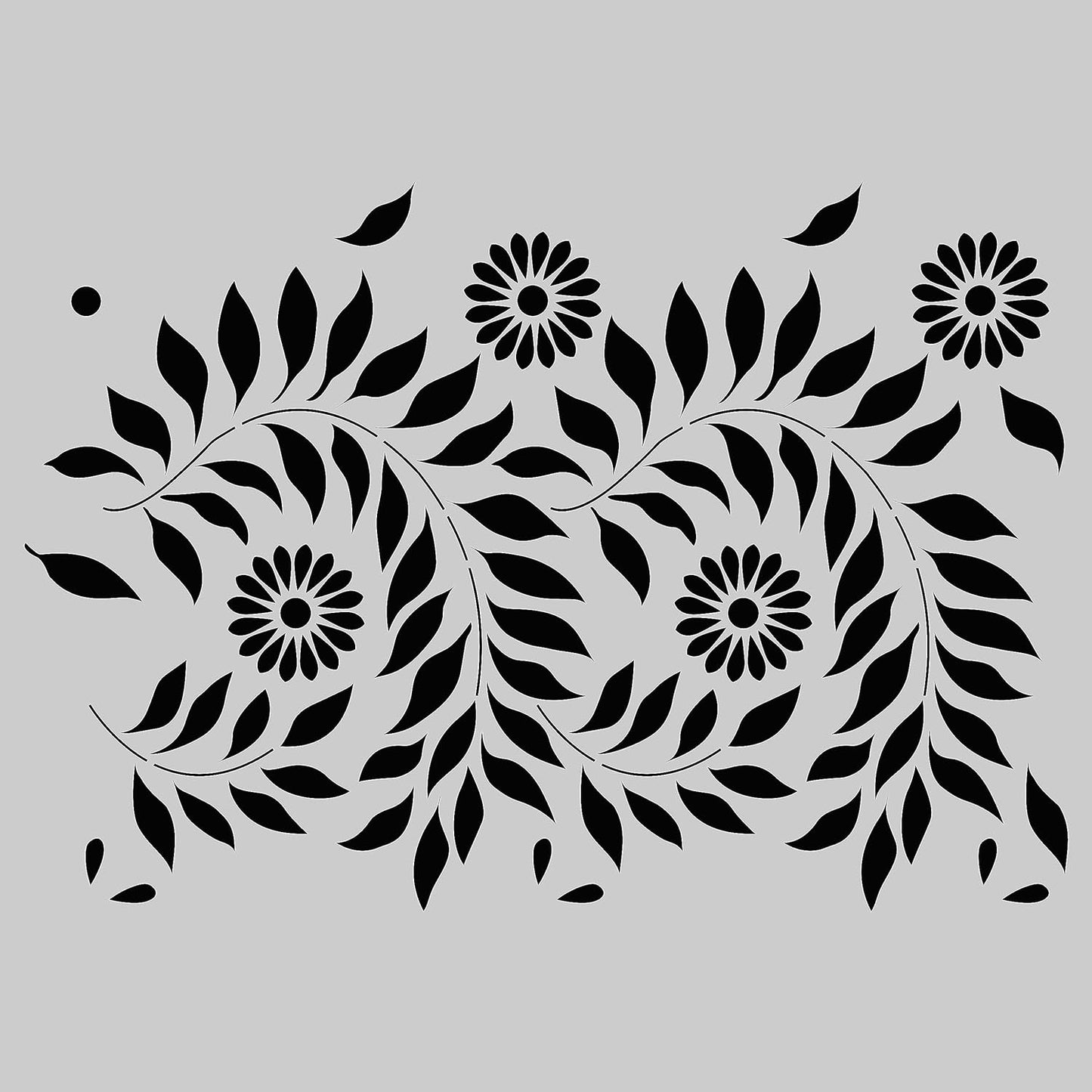 Latest Large Indian Sunflower Wall Design Stencil (KDRDSS1236)
