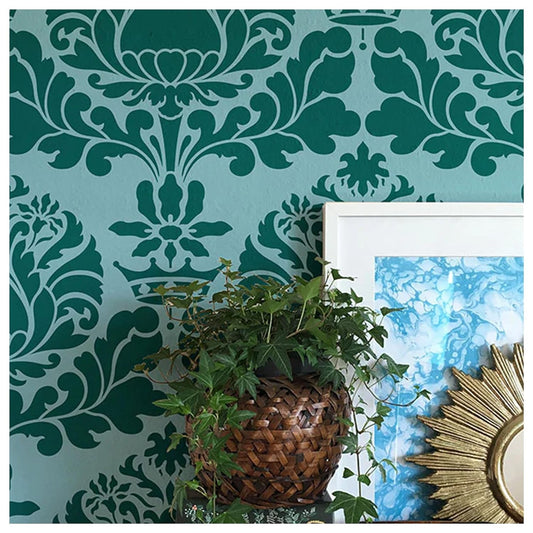 Latest Large Anastasia Damask Paint Wall Stencil