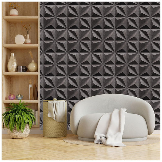 3D PVC Wall Panel, NexaGrey Crystal Design(12Pc)