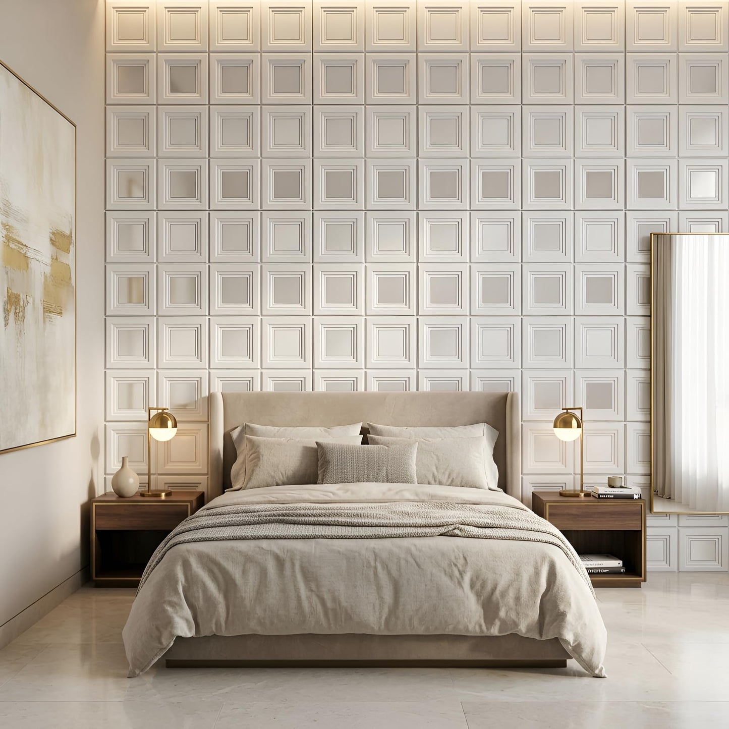 3D Wall Panels for Home Decor PVC Acrylic Square Box Design 50X50 cm