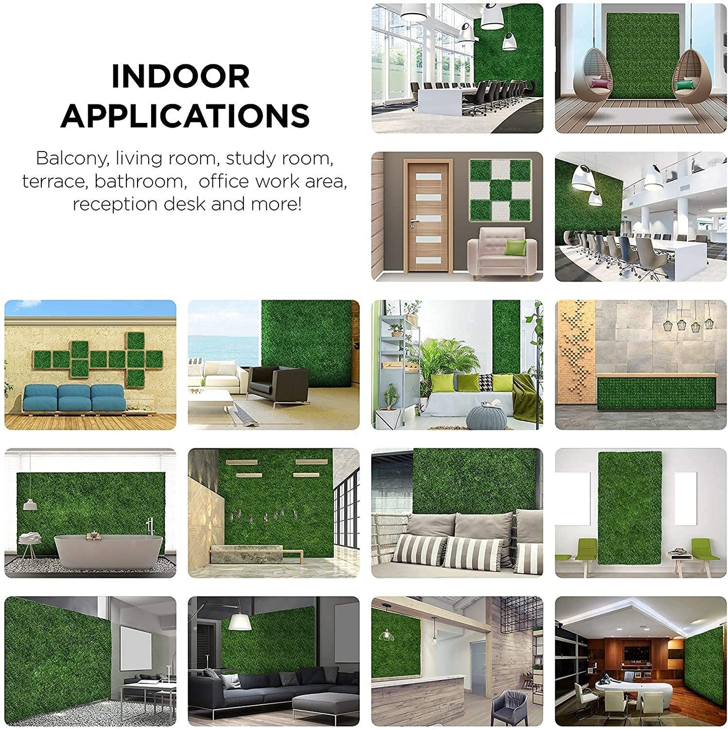 Artificial Vertical Wall Mat for Indoor & Outdoor Walls (Size 40 cm x 60 cm), Cadmium Green