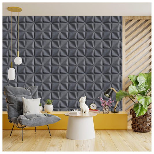 3D PVC Wall Panel, Grey Marble Flower Design(18Pc)