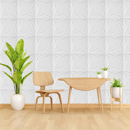 3D PVC Wall Panel, D056 Design White(18Pc)