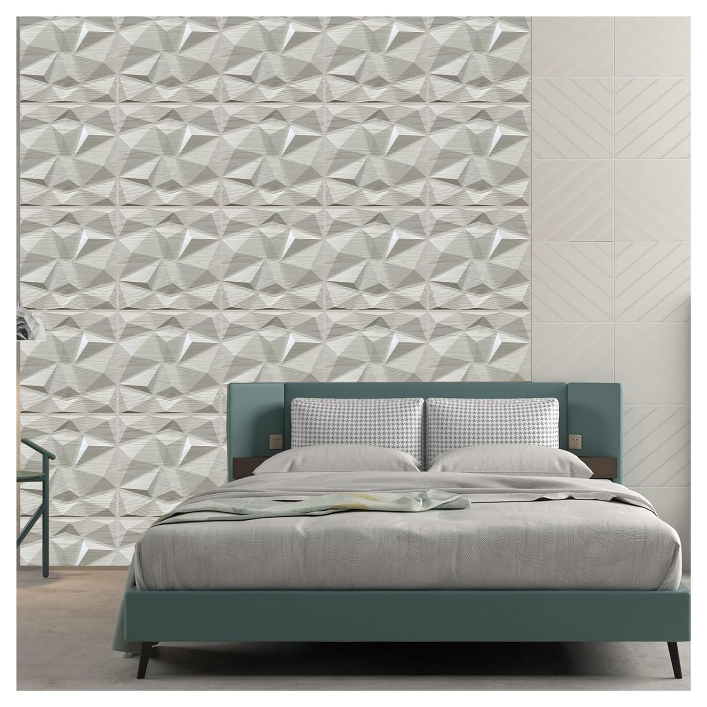 Beige Color Diamond Design 3D PVC Wall Panels