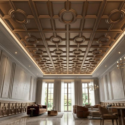 Metallic Coffee Regal Medallion Design 3D PVC Ceiling Panel Front View1