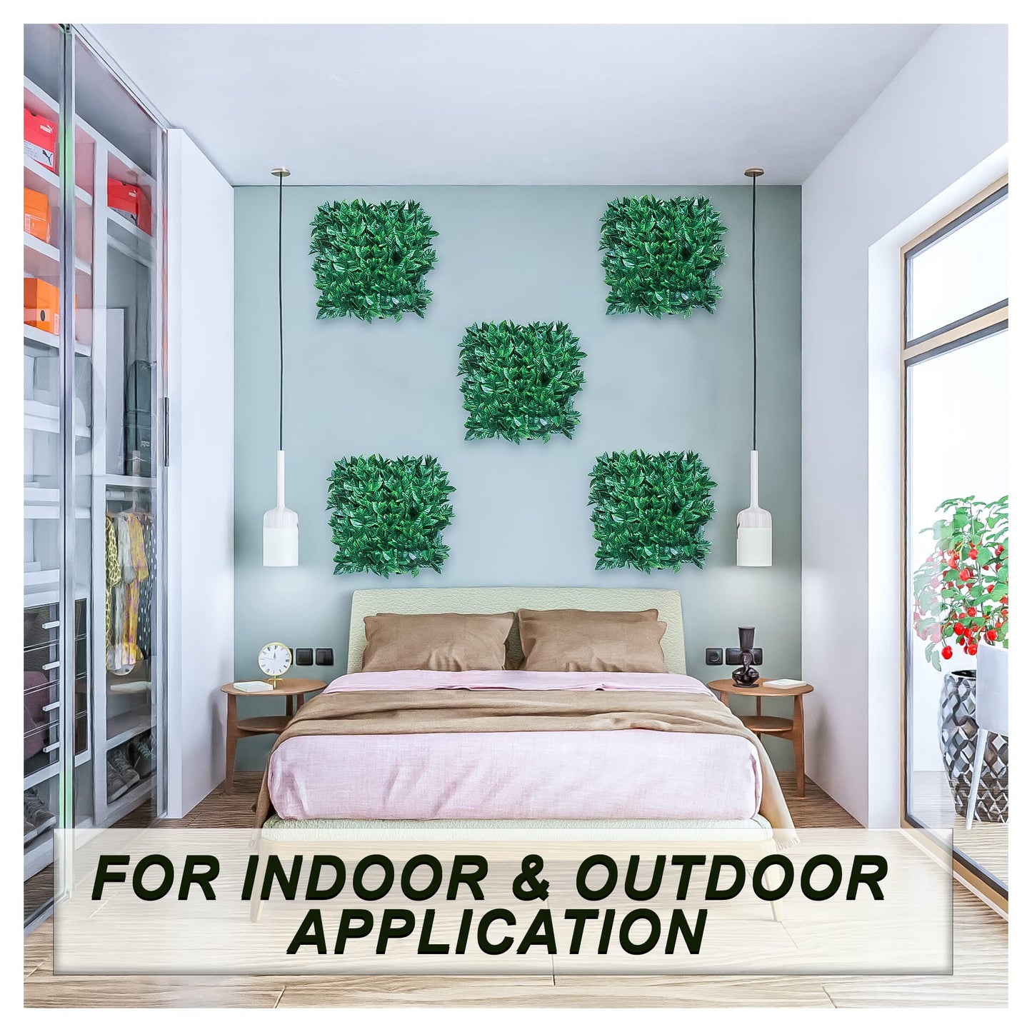 Artificial Vertical Wall Mat for Indoor & Outdoor Walls 50 cm x  50 cm, Green Leaves