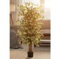 Artificial Ficus Plant Natural Wood Trunk & White-Edged Leaves with Pot