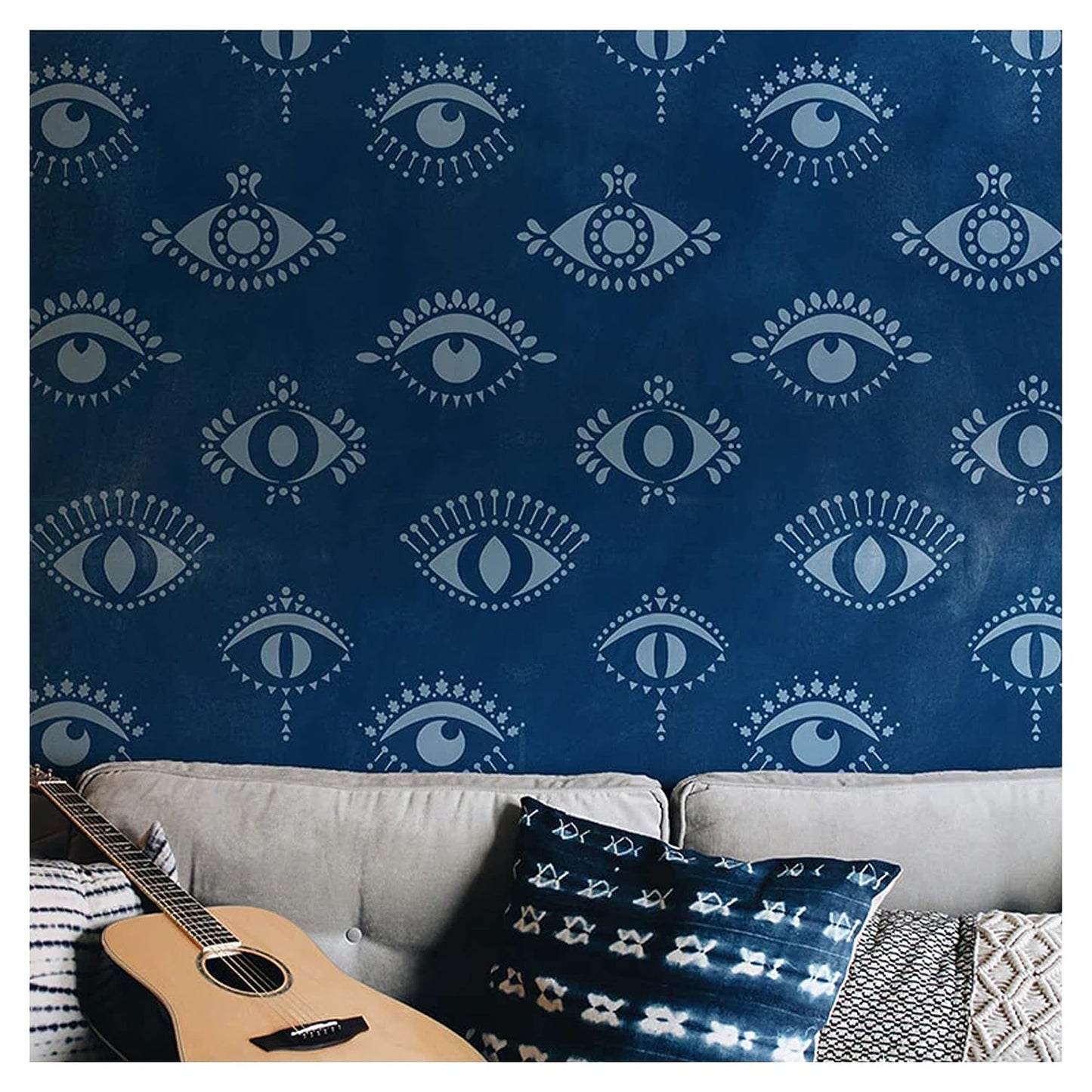 Latest Pretty Eyes Design Stencils for Wall Painting - Pack of 1, Sheet Size 24 x 36 inch/Design for Wall Painting 22 x 34 inch - Medium