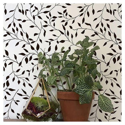 long wall stencils for texture art in living room
