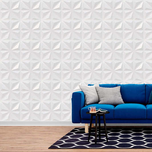 3D PVC Wall Panel, Bailey Design White(12Pc)