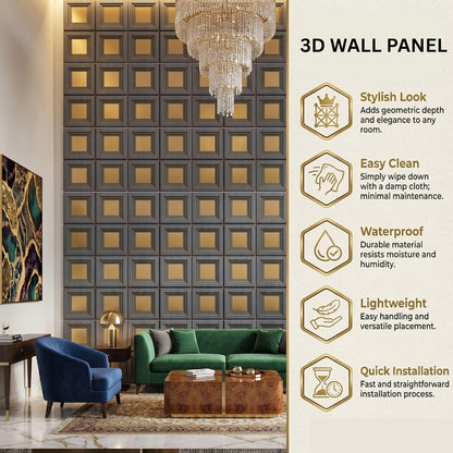 3D Wall Panels for Home Decor PVC Acrylic Square Box Design 50X50 cm
