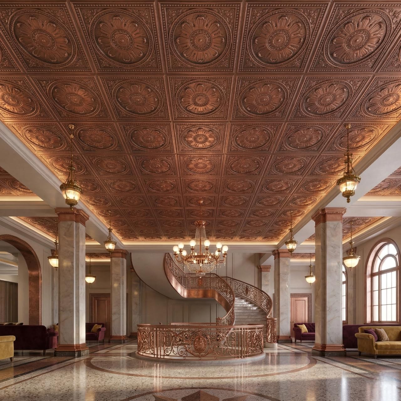 Modern PVC False Ceiling 60x60 cm - Orante Design | Red Copper