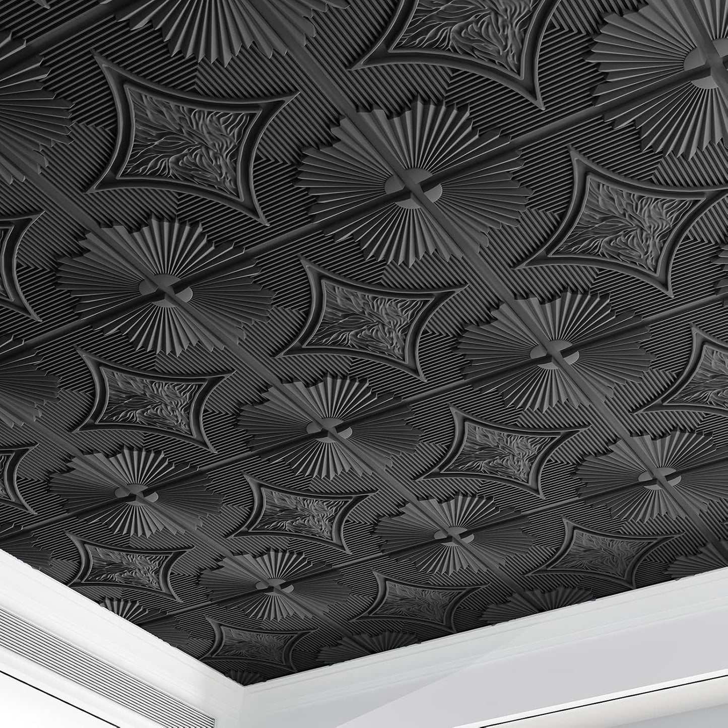 Black Wainscoting Design 3D Ceiling Panel-2