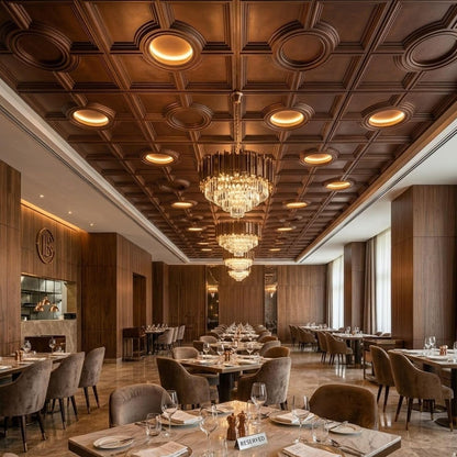Modern PVC False Ceiling - 60x60 cm Medallion Design Red Copper