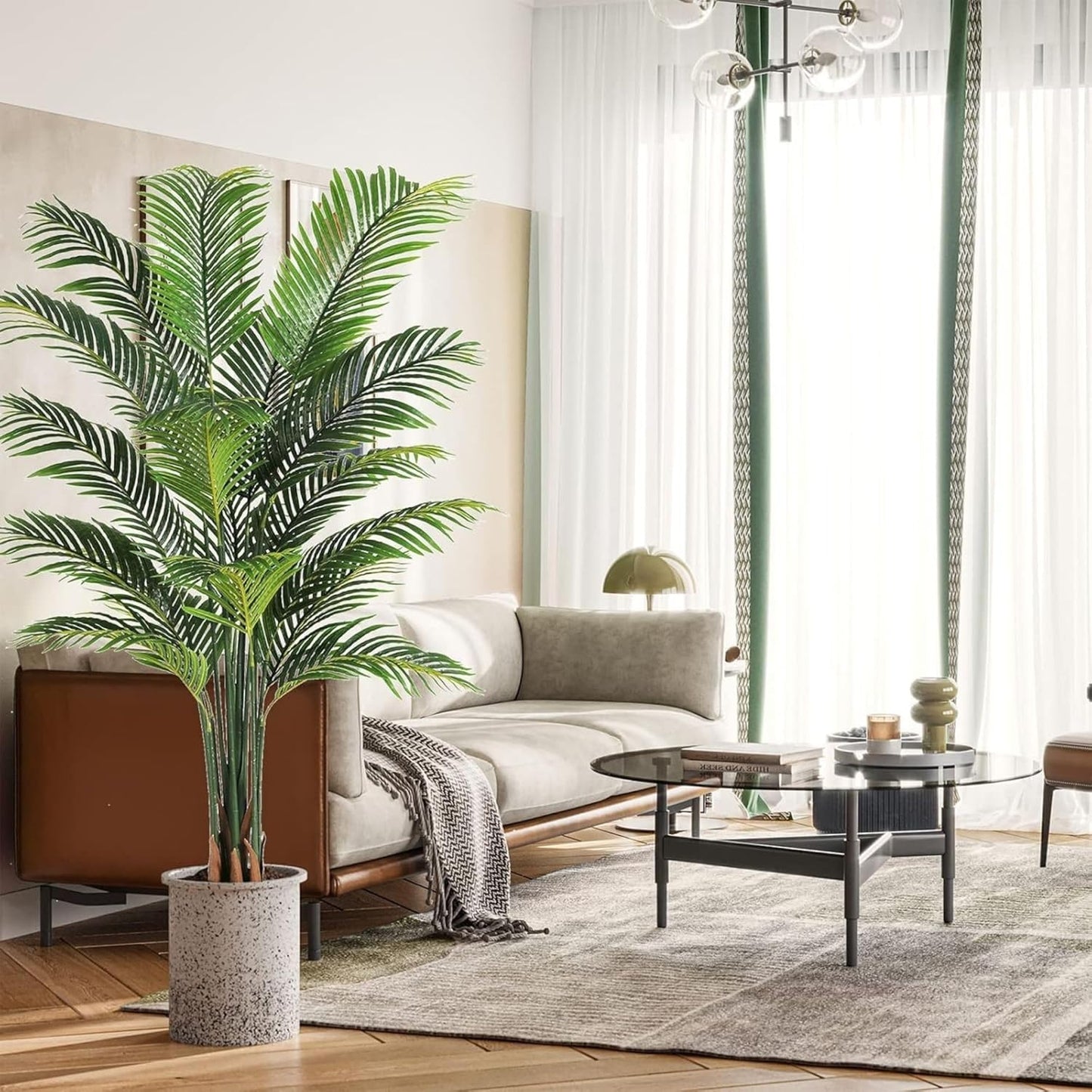 Artificial Palm Tree 6.5 Feet Faux Plant for Home Decor with Pot