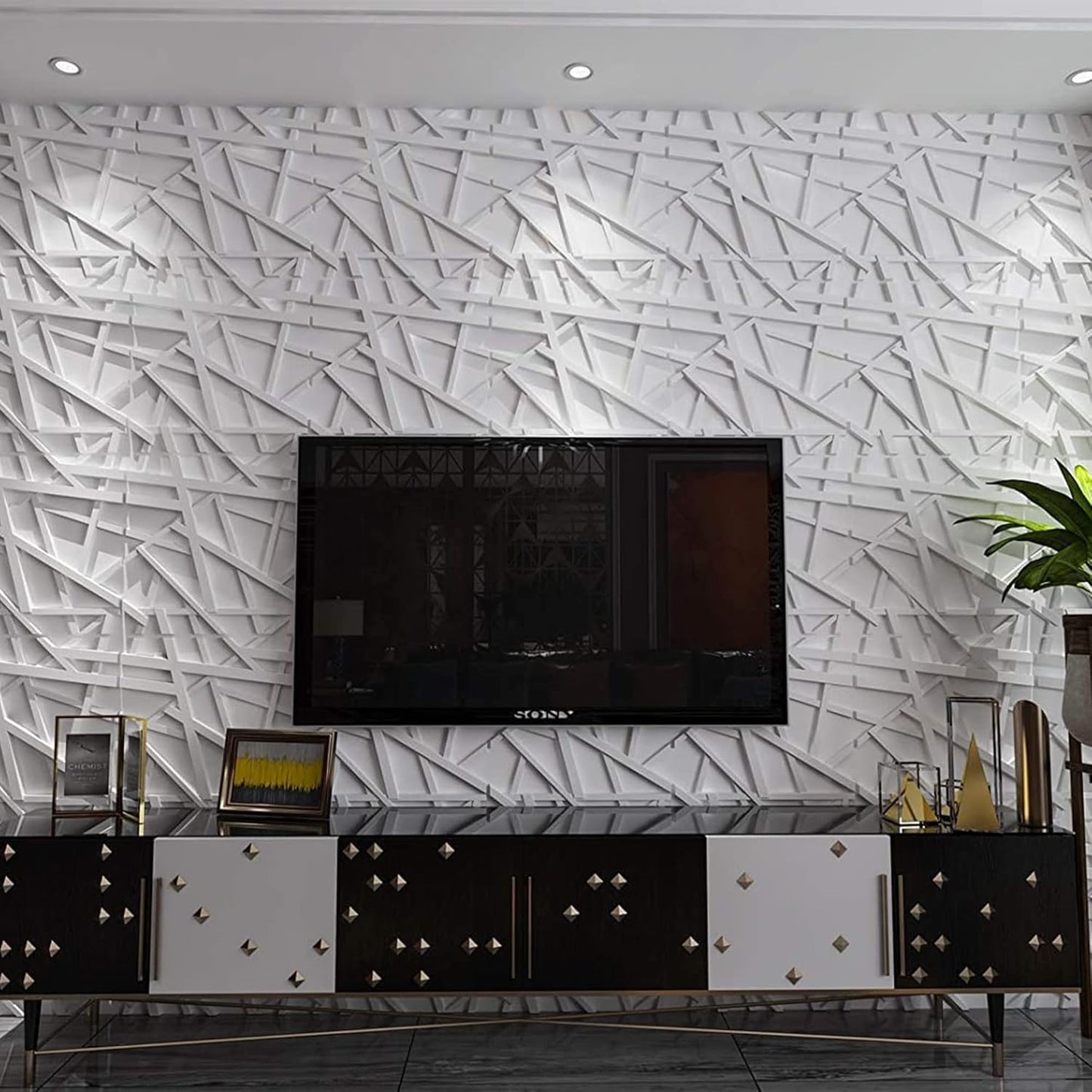 3D PVC Wall Panel, Abstract Design White (40Pc)