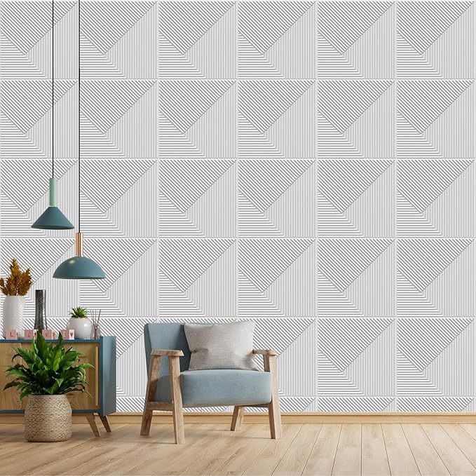 3D Wall Panels for Home Decor PVC Stripe Design 50X50 cm