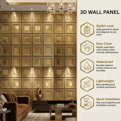 3D Wall Panels for Home Decor PVC Acrylic Square Box Design 50X50 cm