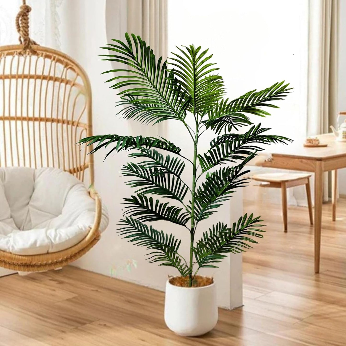 Pygmy Artificial Palm Tree for Home Decor Big Size with Pot (Plam Tree 4.5 Feet)