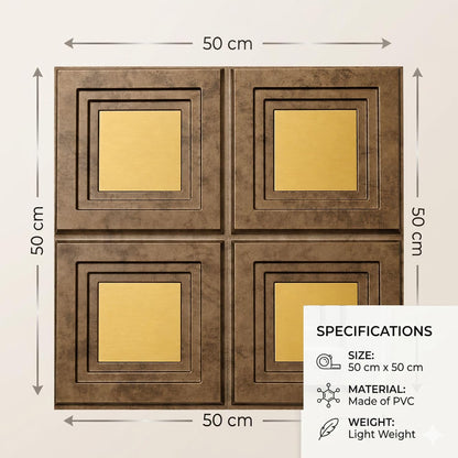 3D Wall Panels for Home Decor PVC Acrylic Square Box Design 50X50 cm