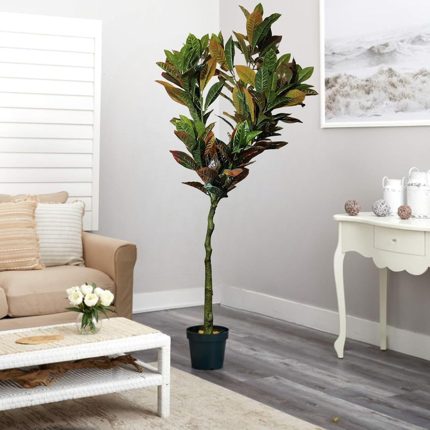 Artificial 6 Feet Croton Plant with Pot for Home Decor