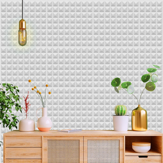 3D PVC Wall Panel, Concrete Design White(12Pc)