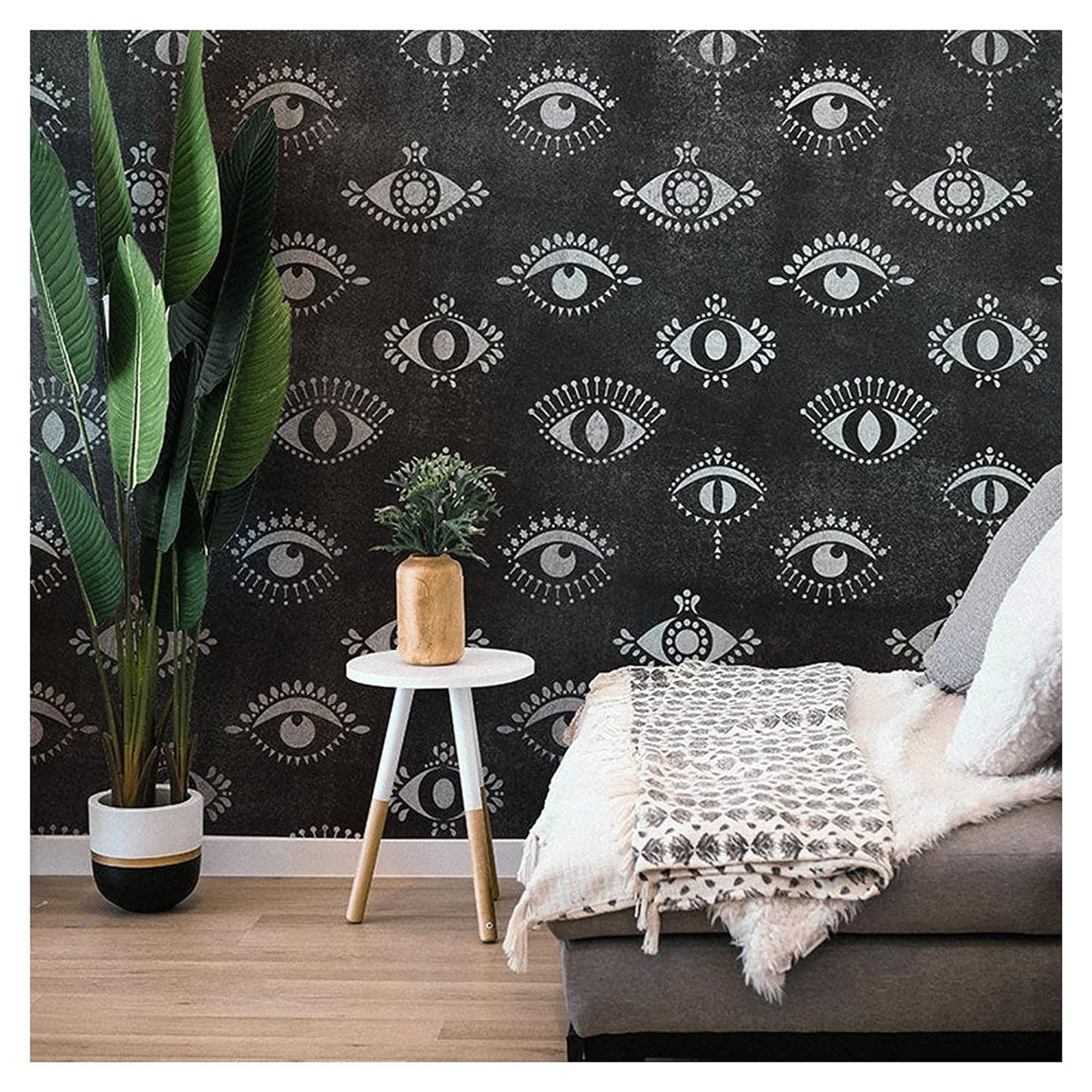 Latest Pretty Eyes Design Stencils for Wall Painting - Pack of 1, Sheet Size 24 x 36 inch/Design for Wall Painting 22 x 34 inch - Medium
