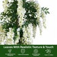 Artificial Wisteria Plant Lifelike Hanging White Flowers