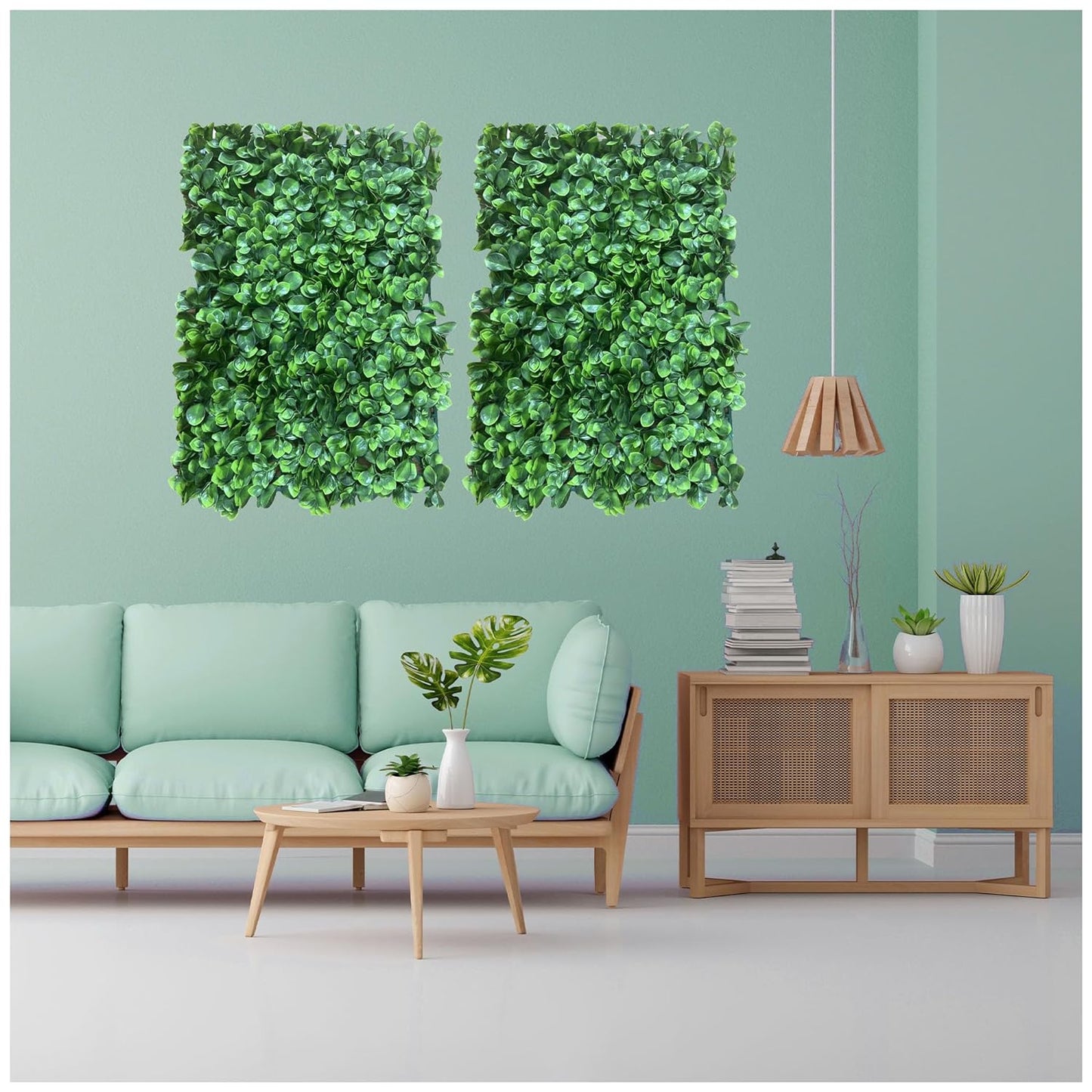 Artificial Vertical Wall Mat for Indoor & Outdoor Walls (Size 40 cm x 60 cm), Leave Green