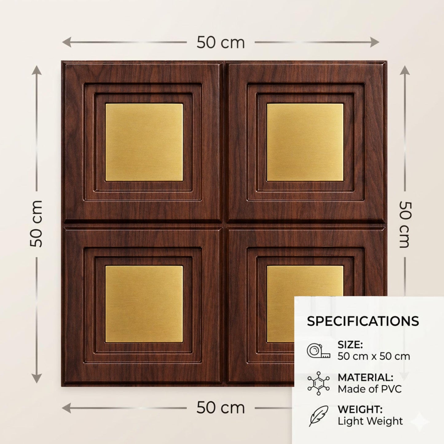 3D Wall Panels for Home Decor PVC Acrylic Square Box Design 50X50 cm